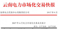 6月云南電力市場化交易快報：交易電量、價格均下滑