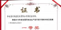 華電萊州郭家店榮獲2016年全國(guó)風(fēng)場(chǎng)評(píng)比一等獎(jiǎng)
