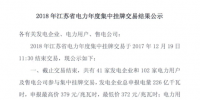 2018年江蘇省電力年度集中掛牌交易結(jié)果公示