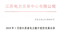 江蘇2018年1月電力集中競價(jià)交易26日展開