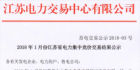 2018年1月江蘇省電力集中競(jìng)價(jià)交易結(jié)果公示