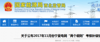 2017年11月份寧夏電網(wǎng)“兩個(gè)細(xì)則”考核補(bǔ)償情況