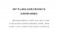2017年云南電力市場主體交易行為信用評價分析報告
