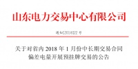 山東省內(nèi)1月份中長期交易合同偏差電量開展預(yù)掛牌交易（附發(fā)電企業(yè)名單）