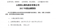 西山煤電：2017年凈利14.98億～17.15億元 預(yù)增長245%～295%