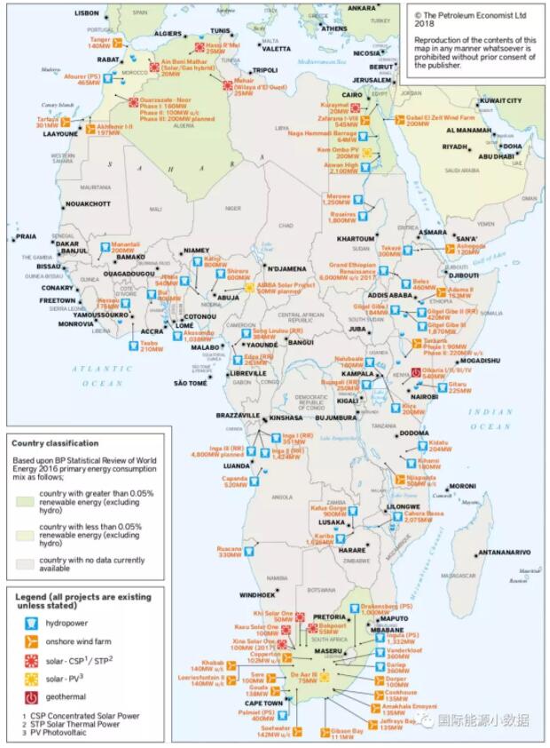 【圖說(shuō)】非洲光伏、風(fēng)電、水電地圖