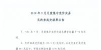 重慶2018年9月月度集中競價(jià)交易無約束成交結(jié)果