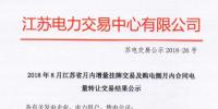 江蘇8月增量掛牌及購(gòu)電側(cè)月內(nèi)合同電量轉(zhuǎn)讓交易：成交電量分別為7.39、3.63億千瓦時(shí)