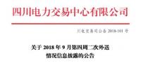 四川9月第四周二次外送情況信息披露：送浙江（賓金）月計(jì)劃10億千瓦時