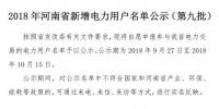 971家！河南公示2018年新增電力用戶名單（第九批）