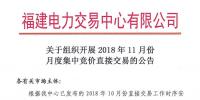 福建關(guān)于組織開展2018年11月份月度集中競價(jià)直接交易的公告