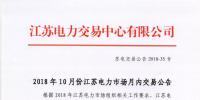 2018年10月份江蘇電力市場月內(nèi)交易公告