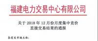 福建關(guān)于2018年12月份月度集中競(jìng)價(jià)直接交易結(jié)果的通報(bào)