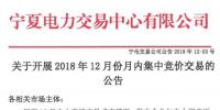 寧夏《關(guān)于開展2018年12月月內(nèi)集中競價交易的公告》