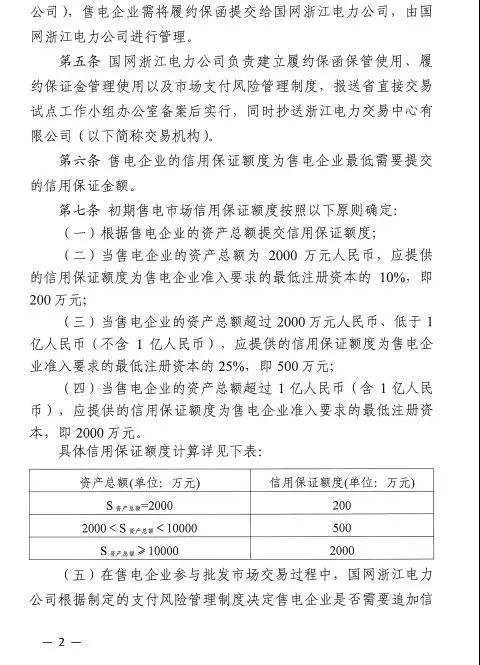 新規(guī)！浙江擬按售電企業(yè)資產總額繳納保函 最高2000萬