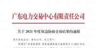通報 | 關于2021年度雙邊協(xié)商交易結(jié)果的通報