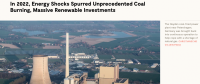2022年能源危機導致煤炭消費反彈，但可再生能源投資上升更快